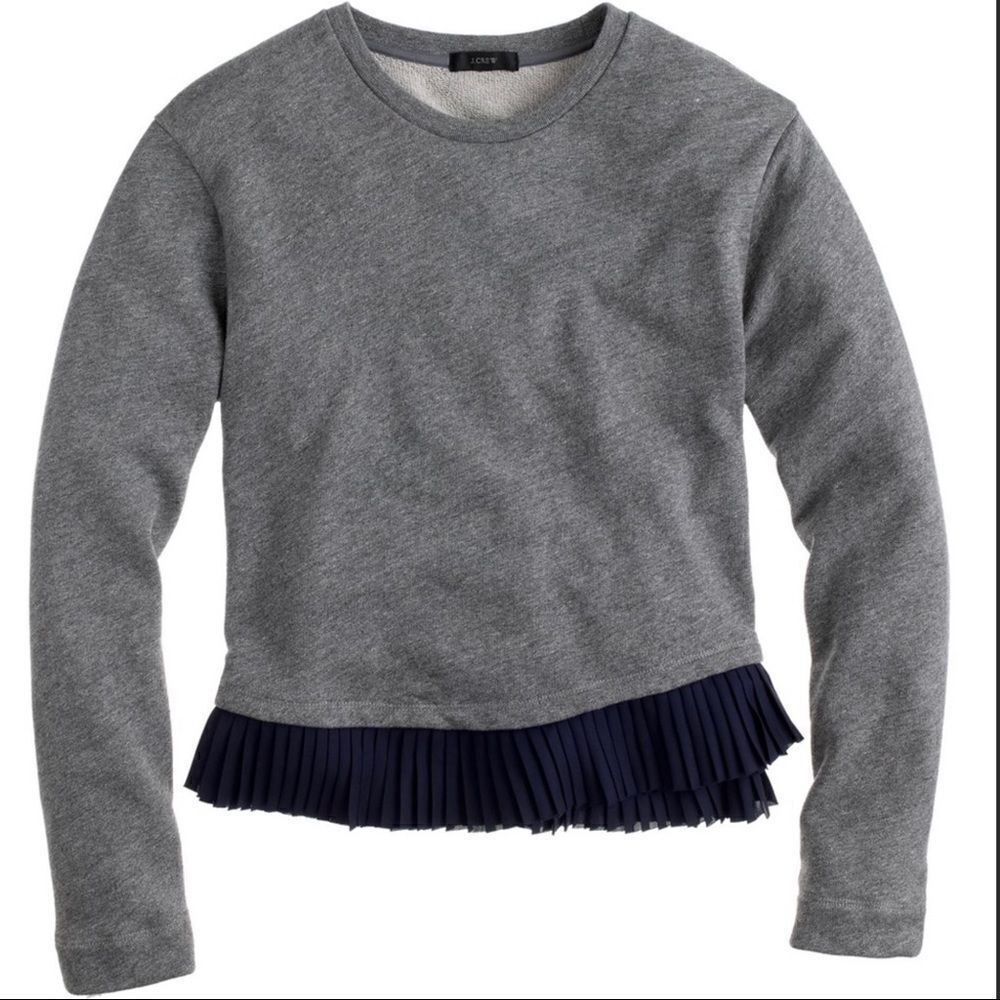 Jcrew Grey Sweatshirt w/ Navy Satin Peplum Ruffle size XS